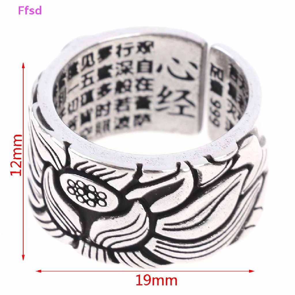 {Ffsd} Nhẫn Hở Hình Hoa Sen / Trái Tim Phật Giáo Màu Bạc Cho Nam Sutra * Bán Chạy