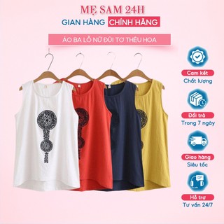 Áo sát nách nữ cổ tròn Mẹ Sam 24h chất liệu đũi tơ thoáng mát mặc ở nhà hay đi chơi đều phù hợp AKH.53