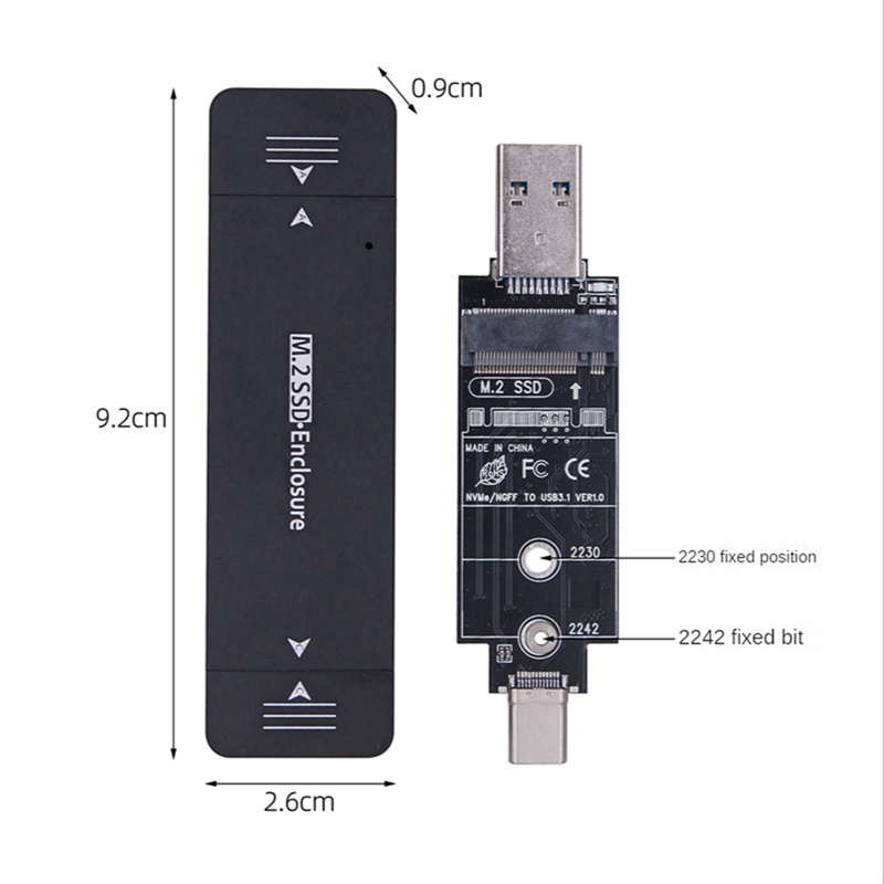 Hộp Đựng Ổ Cứng Ngoài M.2 SSD USB 3.1 Type C Cho Windows / Linux 2230 2242