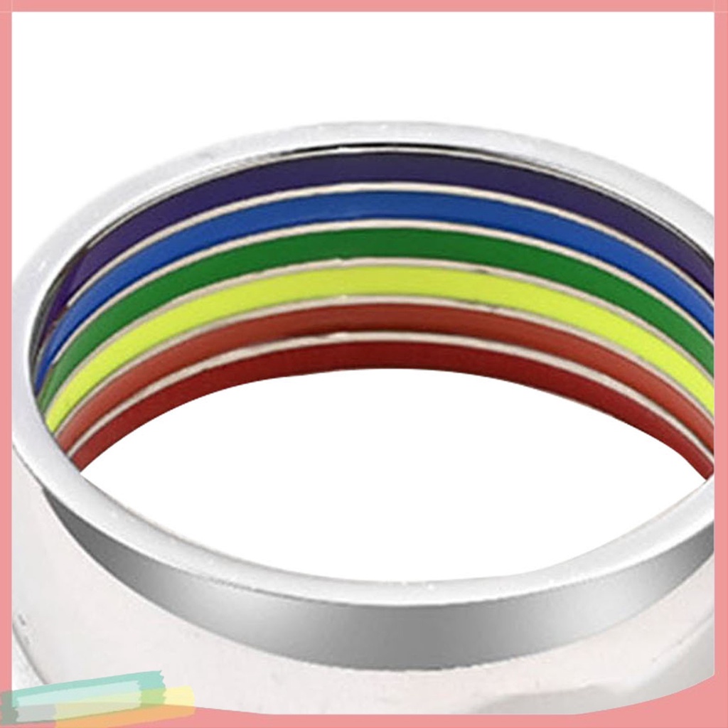 Nhẫn Trơn Màu Cầu Vồng Đính Đá Thời Trang Cho Nam Và Nữ