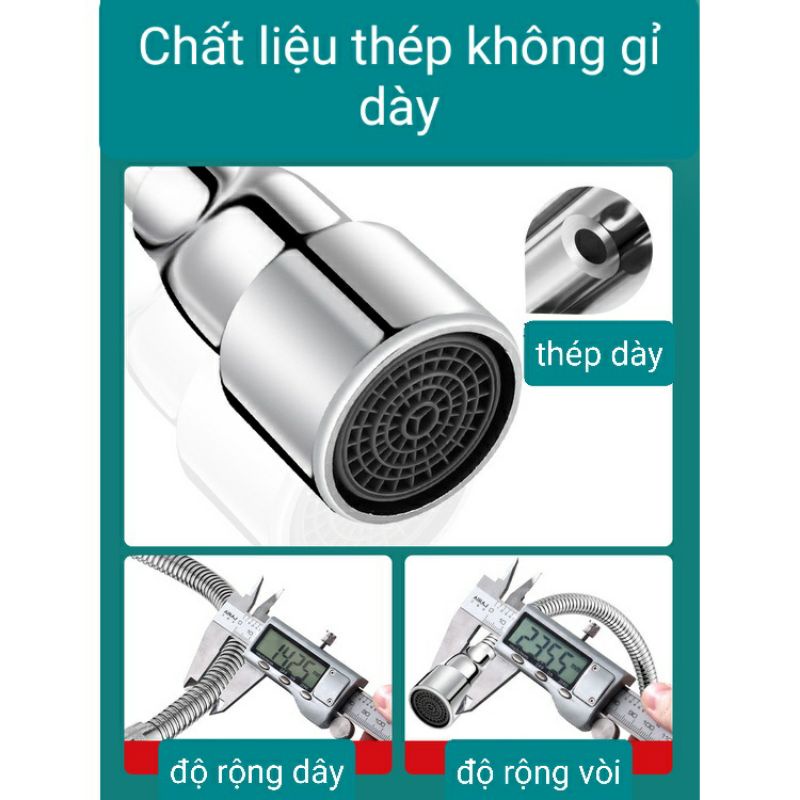 Dây Nối Dài Vòi Nước Inox Xoay 720 Độ Theo Mọi Hướng