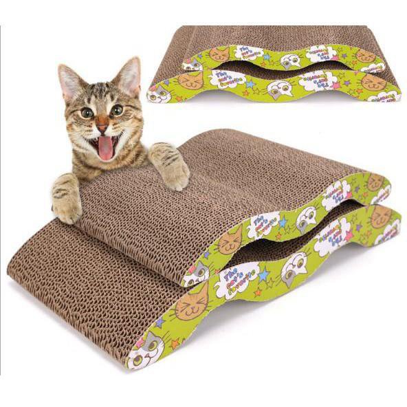 Bàn cào móng lượn sóng cho mèo - Bàn cào móng chữ M mèo giúp mèo xả stress và mòn bớt móng