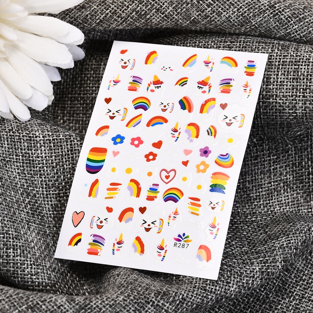 Miếng Dán Trang Trí Móng Tay Màu Cầu Vồng Xinh Xắn JP5