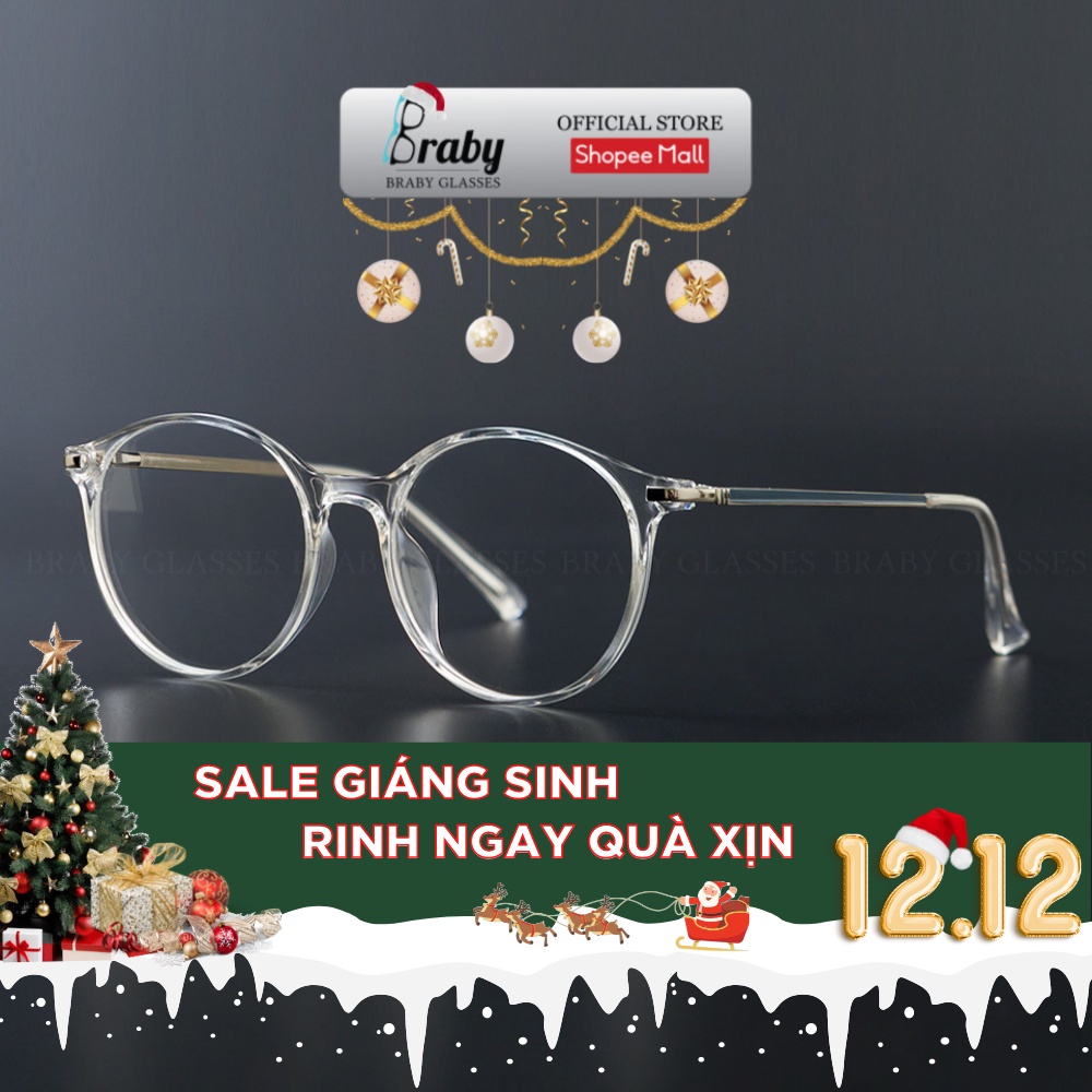Gọng kính cận tròn nam nữ Braby unisex thời trang trẻ trung cá tính kết hợp kim loại và nhựa MK40