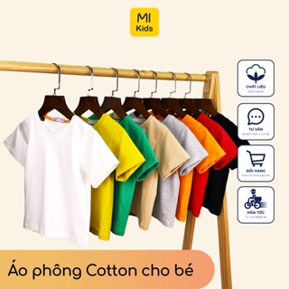 Áo Phông Trơn Cho Bé MiKids, Thun Cotton Thoáng Mát Cho Bé 9Kg Đến 26Kg