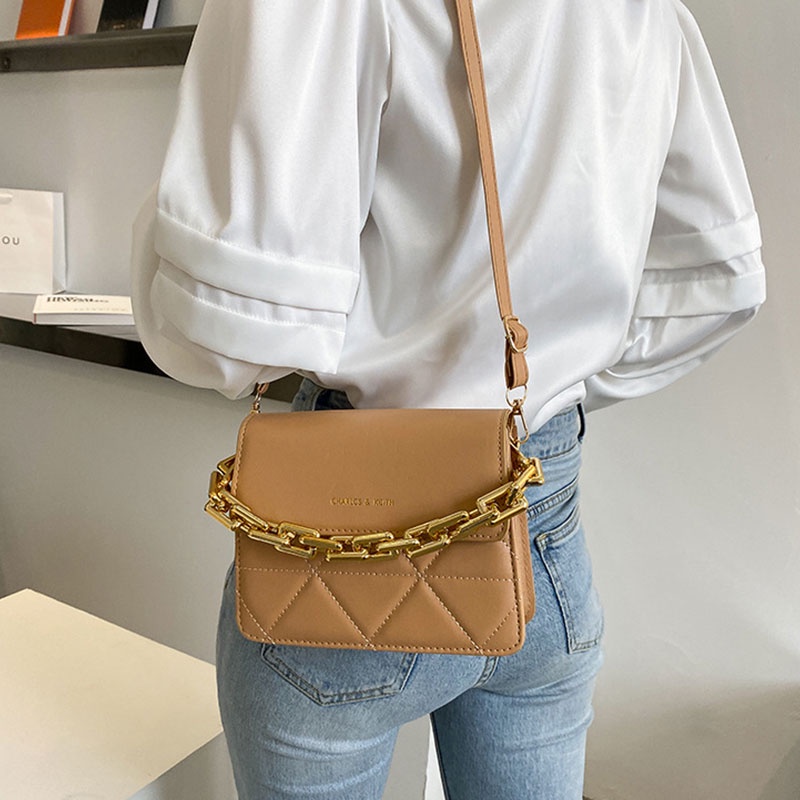 Mischa Túi Đeo Vai Hình Vuông Cỡ Nhỏ Bằng Da PU Màu Trơn Phong Cách Phương Tây Thời Trang