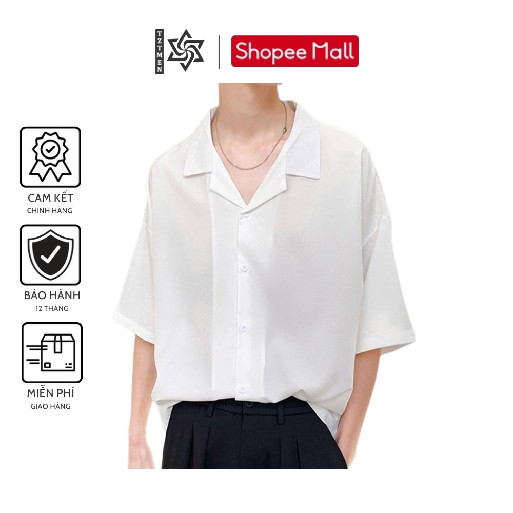 Áo Sơ Mi Ngắn Tay Nam Nữ TZTMEN Chất Liệu Lụa Cotton Cao Cấp