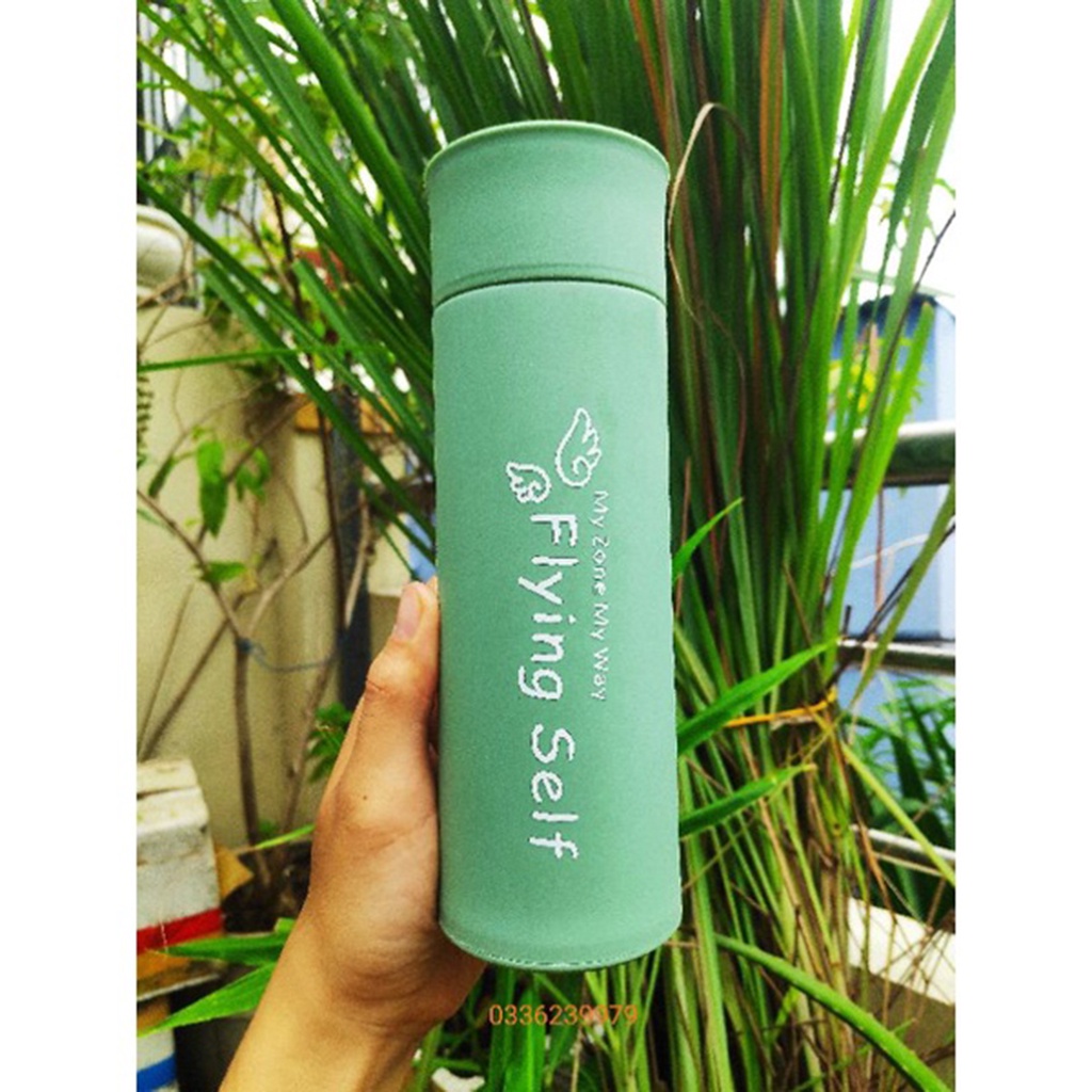 Bình thủy tinh đựng nước cao cấp vỏ nhựa an toàn sức khỏe 400ml