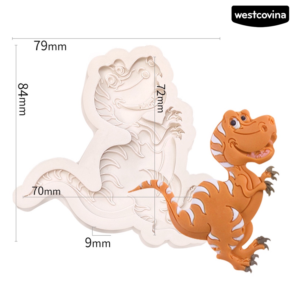 [WEST]⚘Khuôn Làm Bánh Bằng Silicon Chống Dính Hình Khủng Long Hoạt Hình Dễ Thương DIY
