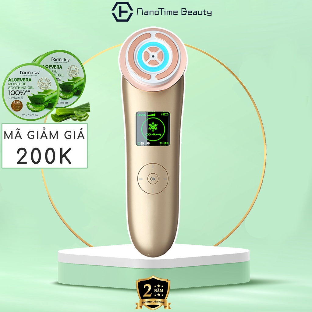Máy nâng cơ mặt đẩy tinh chất trẻ hoá da thông minh Nanotime F81E HT Beauty, làm sạch sâu, kết nối app thông minh