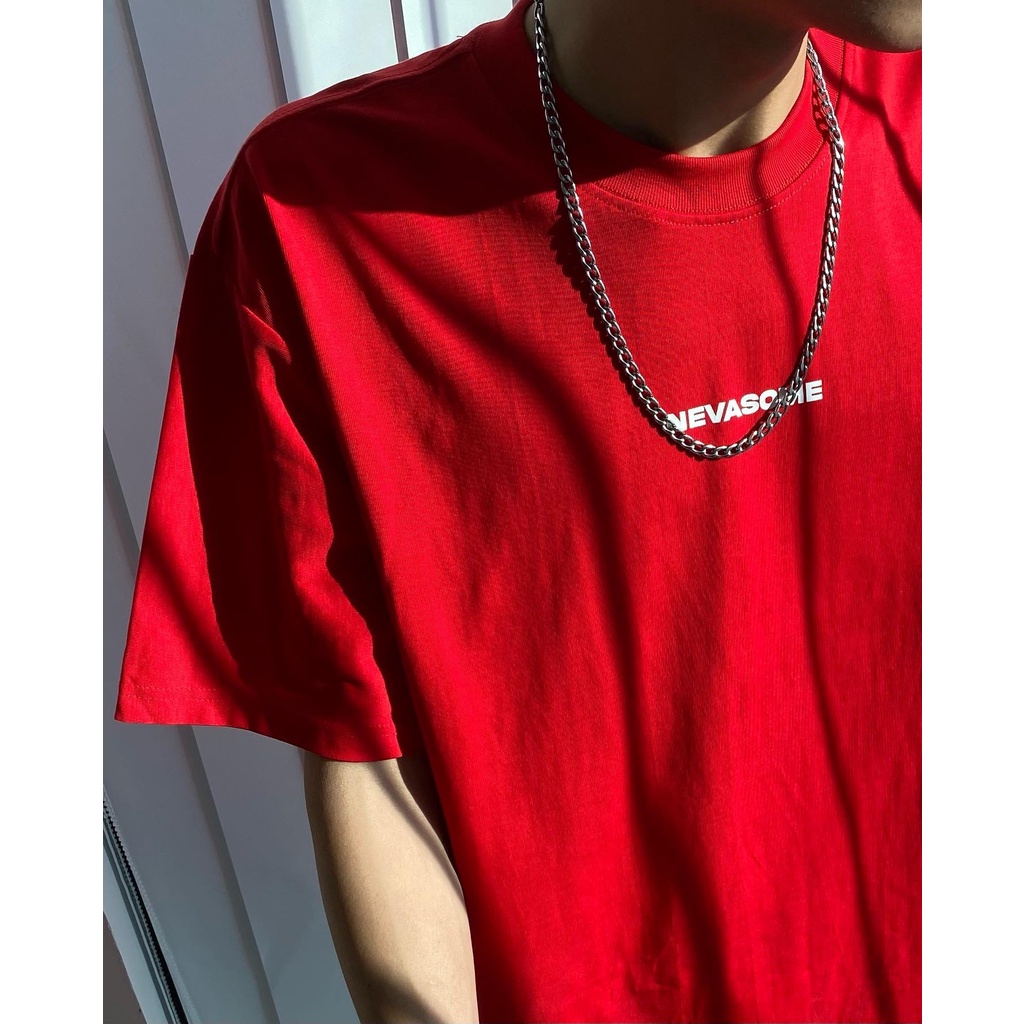 Áo Thun Oversize Local Brand NEVASOME Signature v2 Đỏ Cotton Tay Lỡ Form Rộng Nam Nữ