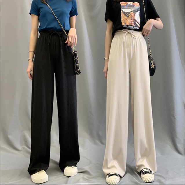 Tặng kèm Chun Tóc - Quần ống rộng nữ nâu tây màu be cap cao dáng suông tôn chiều cao co giãn 4 chiều Q19 SEM CLOTHES