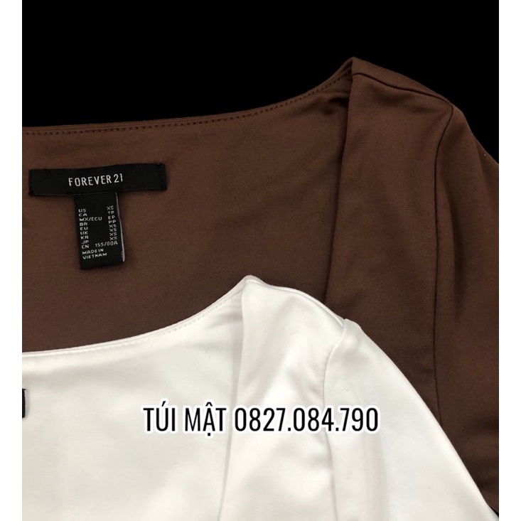 ✅ Áo thun dài tay croptop F21 mầu NÂU và TRẮNG - A8035