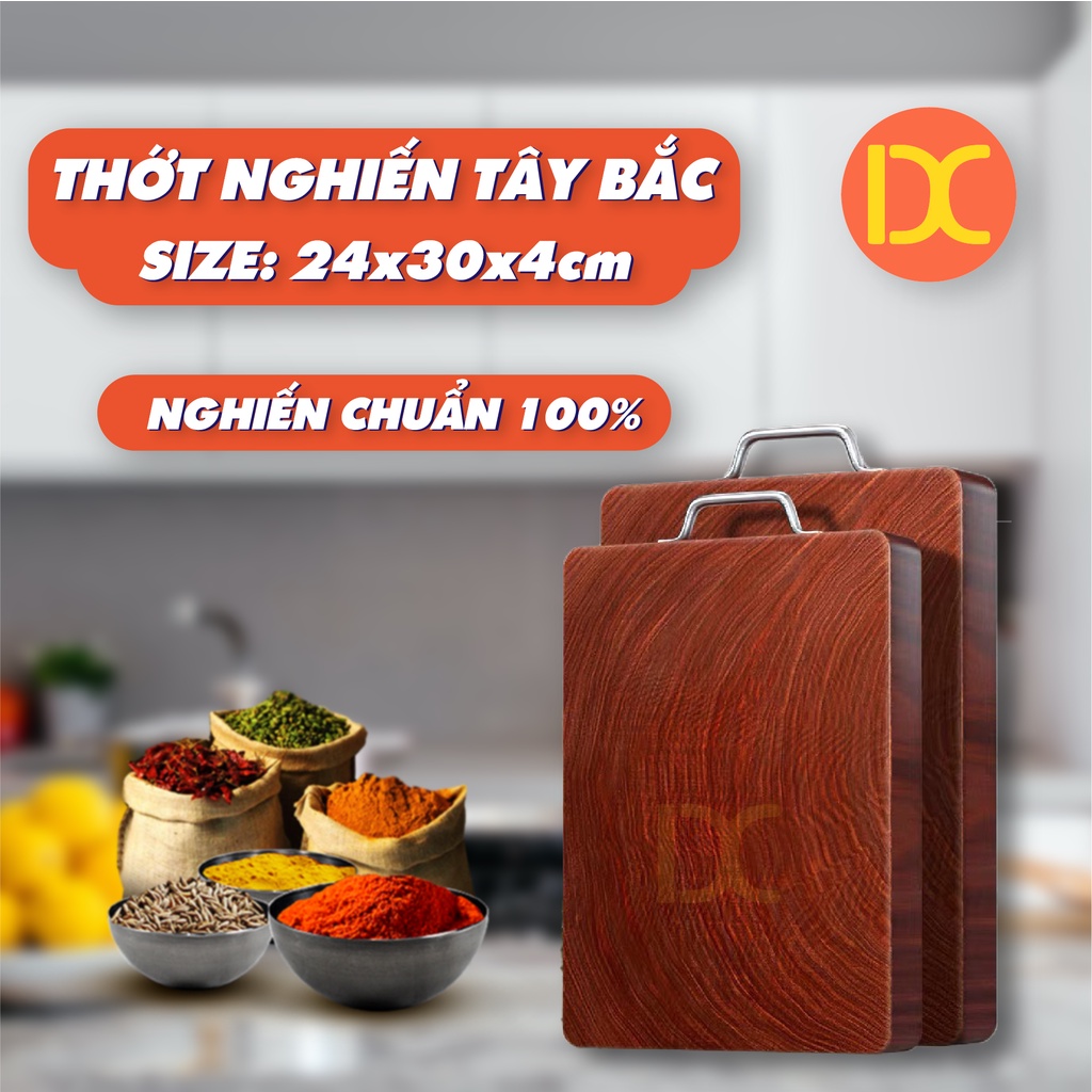 Thớt gỗ nghiến Tây Bắc núi đá tròn không tâm cắt thái xắt cao cấp DX siêu bền đủ kích thước