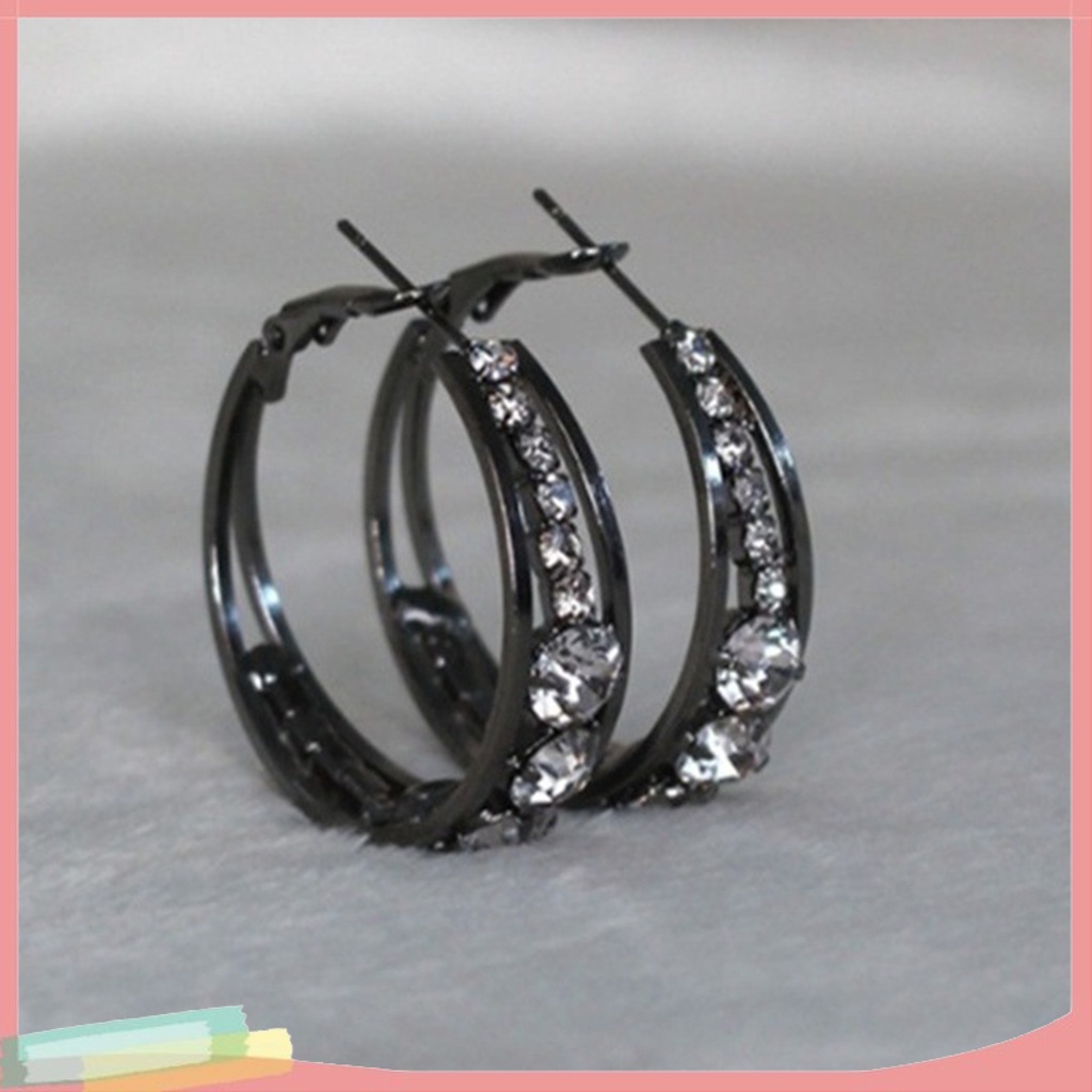 Đôi khuyên tai vòng tròn đính kim cương giả thời trang cho nữ