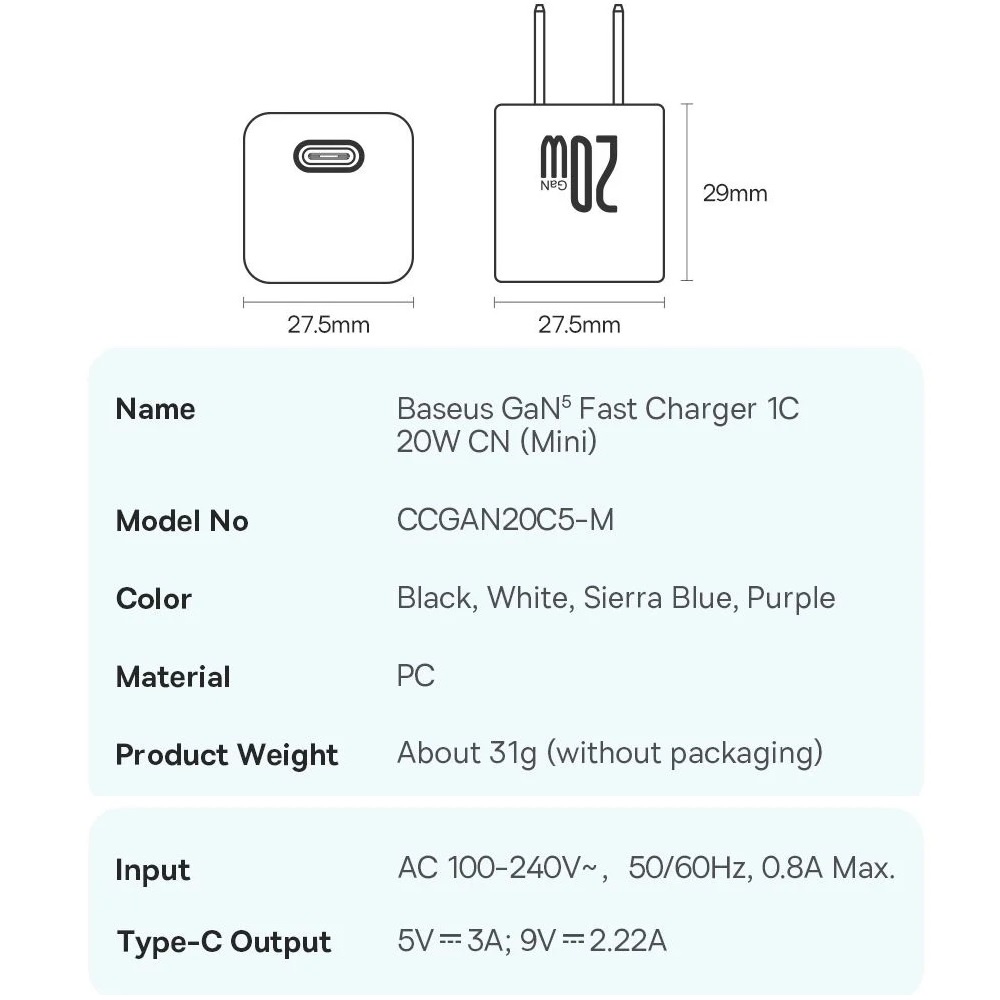 Củ sạc iphone 20w Baseus GAN5 fast charger nhỏ gọn dùng sạc cho iphone