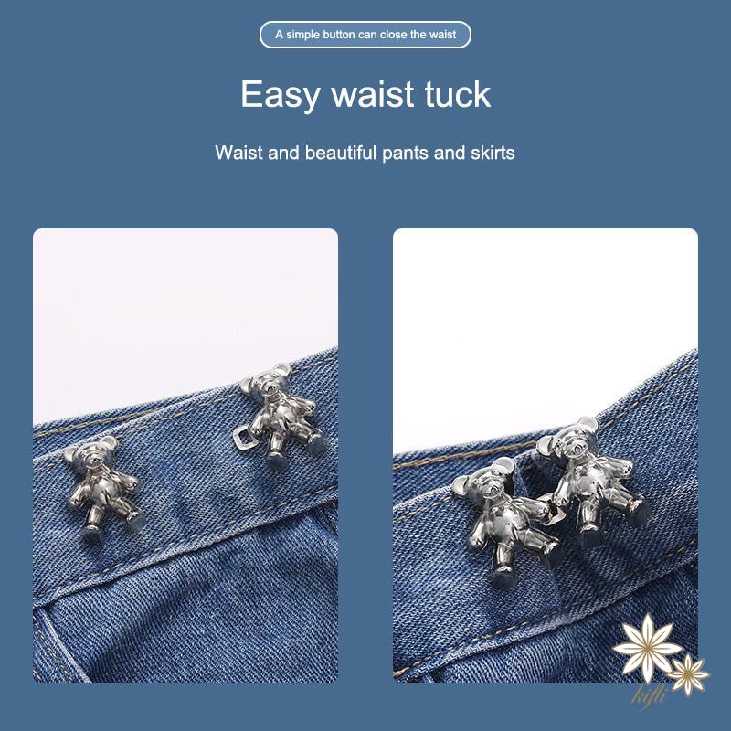 Cặp Nút Hình Gấu Hoạt Hình Dễ Thương Đóng Eo Quần Jean Không Cần Đóng Đinh Có Thể Tháo Rời