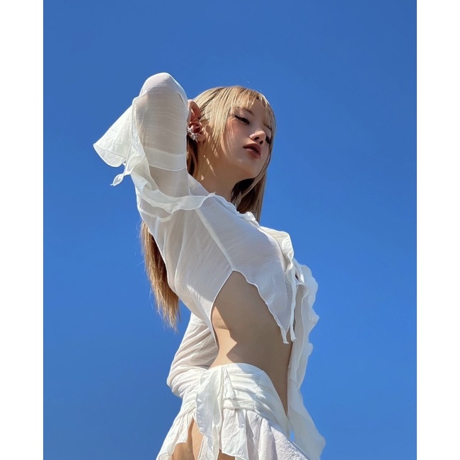 VINTAGEGOUT • ÁO ĐAN NGỰC và CHÂN VÁY XẺ GỢN SÓNG