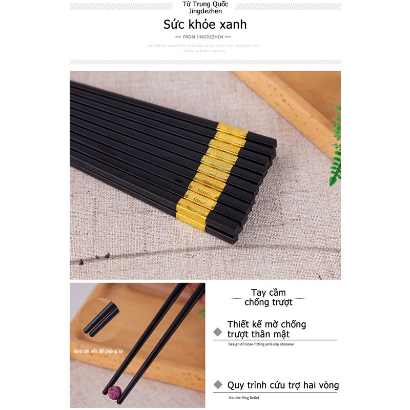 Đũa nhật kháng khuẩn nhựa melanin cao cấp bộ 10 đôi-【GM-HJKZ7】