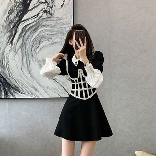 Hanny váy v1 tay bồng cổ đá mặc 2 kiểu