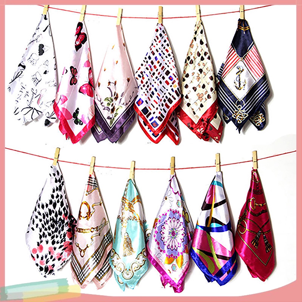 Khăn choàng cổ kiểu vuông 50cm x 50cm họa tiết trang nhã đơn giản cho nữ