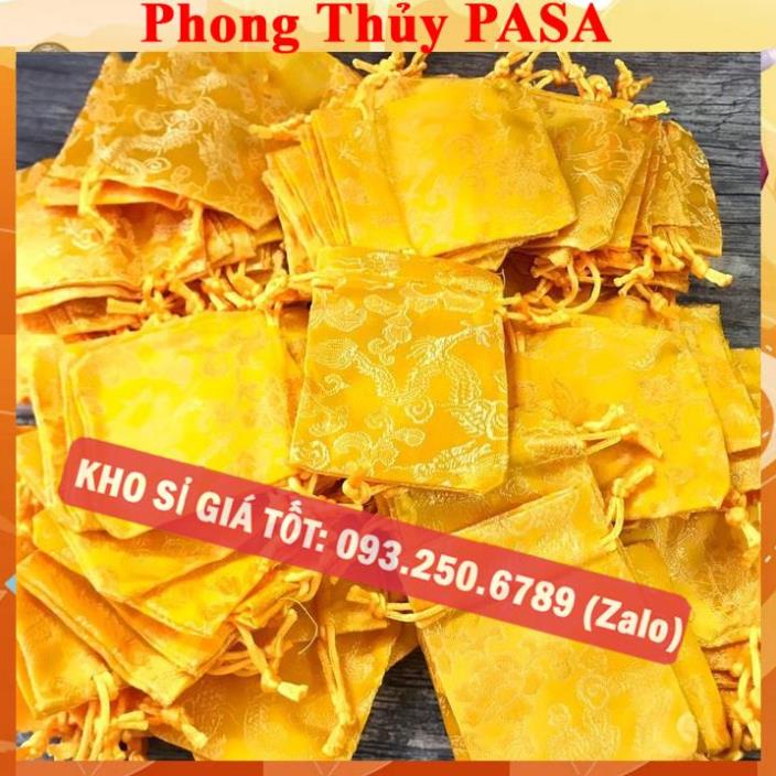 BÁN CHẠY Combo 100 Túi Gấm Long Phụng Đỏ Vàng Siêu Kute rút dây 7 x 9 cm đựng trang sức, đồ phong thủy