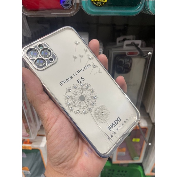 [ Đen - Vàng - Bạc ] Ốp Lưng dẻo mạ viền si hoa bồ công anh đính đá cho iPhone 7plus đến 14pro max