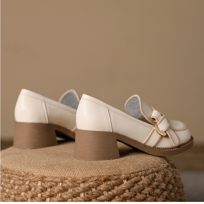 Giày Lười Da Đính Nơ Phong Cách Anh Quốc Thời Trang Cho Nữ