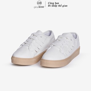 [Mã WABRMH99 giảm 12% đơn 99K]Giày Bata Trắng Nữ giayBOM Chất Liệu Da PU Đế Cao 2 cm B1071