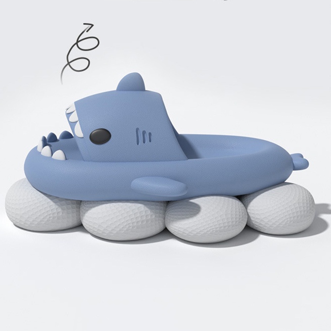 Dép JUJIAJIA đế dày 4cm chống trượt hình cá mập dễ thương xinh xắn cho cặp đôi