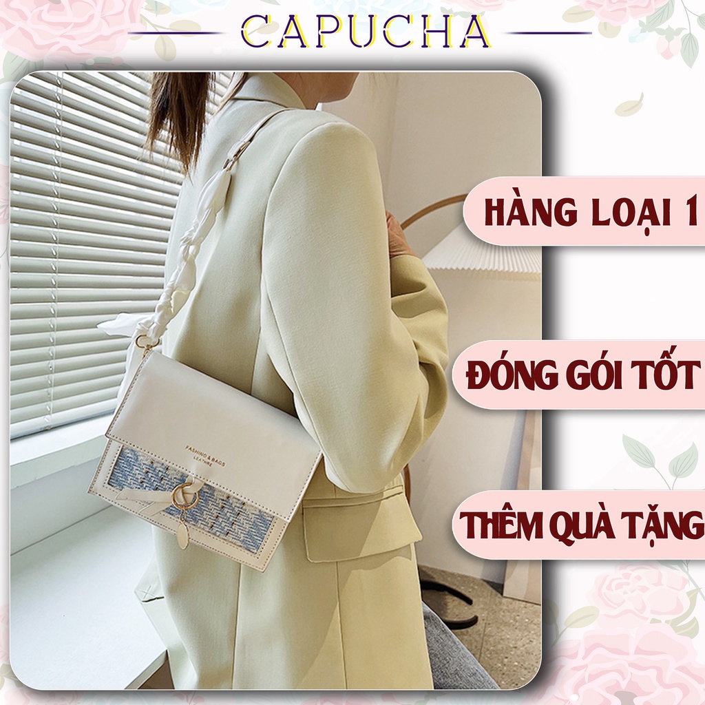 Túi xách nữ kiểu Tây Âu chất da phối dạ cực xinh đeo vai đeo chéo đều đẹp Capucha T239