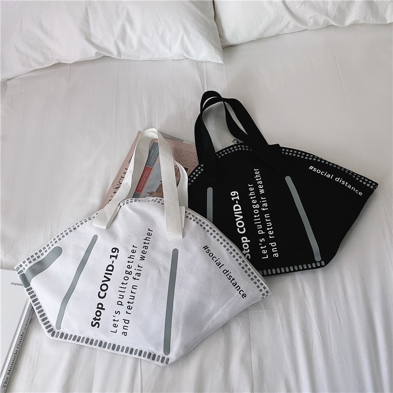 Có thể bán buôn Túi xách đeo vai bằng vải Dung tích lớn mua sắm tote nhẹ thoáng khí cho phụ nữ Ilikebag Hàng giao ngay