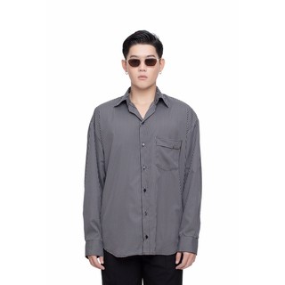 Wrhs - áo sơ mi sọc trắng đen dài tay oversize