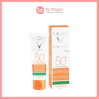 Kem Chống Nắng Vichy Capital Soleil SPF 50+ Matifiant 3-in-1 50ml Xanh