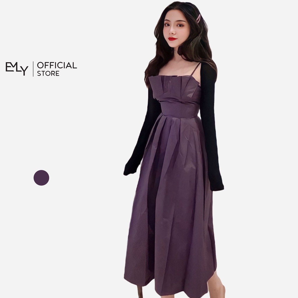Đầm nữ dáng xòe dài hai dây Emilyshop (kèm áo ngoài)