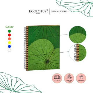 Sổ tay họa tiết lá sen sấy khô ecolotus 14,5x18cm - quà tặng tri thức,