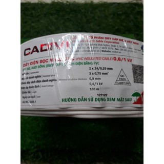 Cadivi-Dây điện đôi mềm cadivi kích thước 2x0.5mm,2x0.75mm,2x1mm