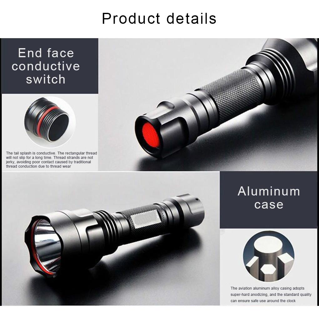 Đèn Pin C8 Công Suất Cao Bằng Hợp Kim Nhôm Có Thể Sạc Lại Tiện Dụng