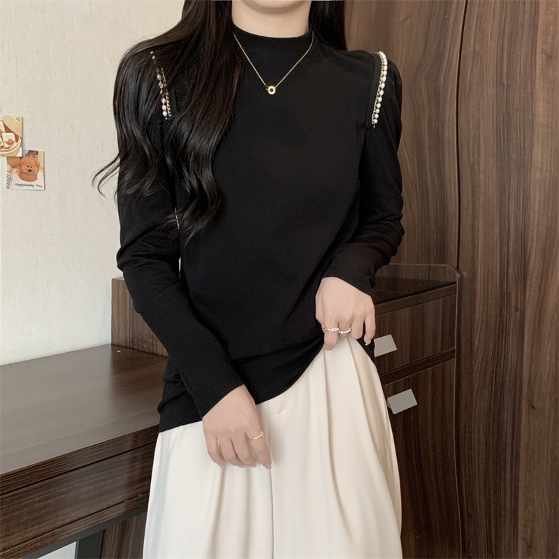 IELGY  IELGY  Áo Sơ Mi Nữ niche Có Thiết Kế Ngọc Trai