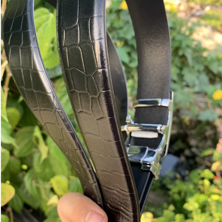 Thắt Lưng Nam Da Bò Lớp 1 Dập Vân Cá Sấu Khóa Tự Động Phong Cách - Dây Lưng- Dây Nịt Da Bảo Hành 12 Tháng