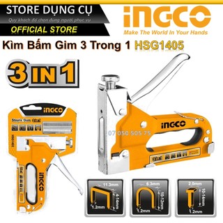 Kìm bấm ghim 3 trong 1 INGCO HSG1405 | Kềm bấm đinh gim 3 in 1 (có điều chỉnh tăng lực) 1 Kèm theo ghim