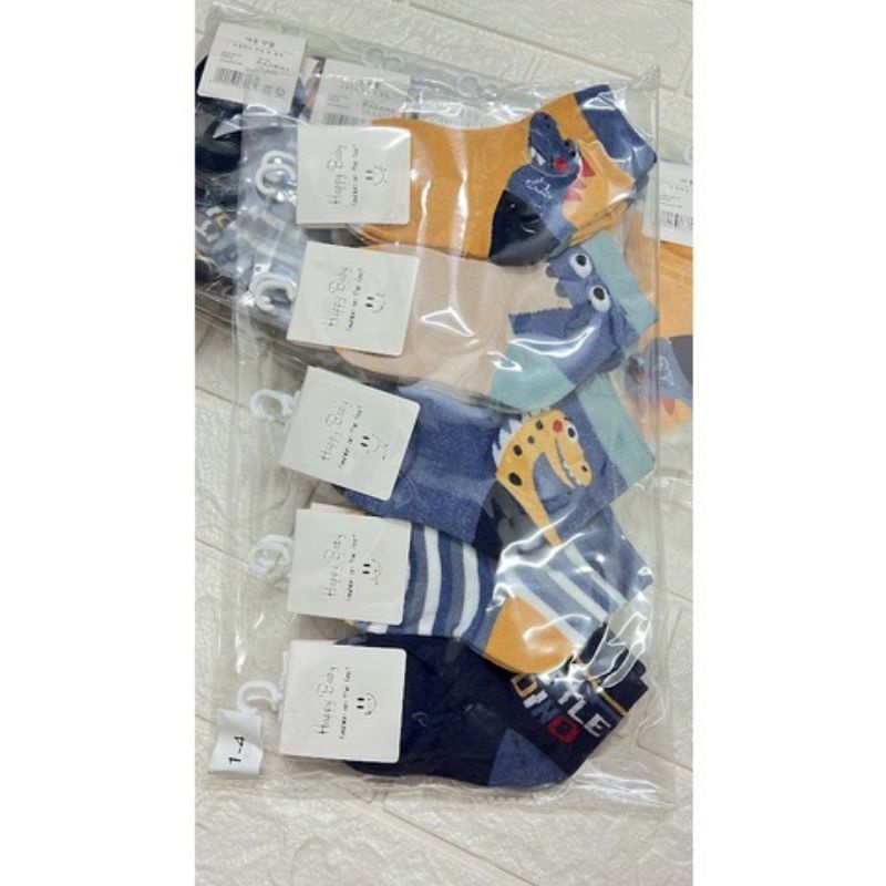 Set TẤT KHỦNG LONG KẺ cao cổ mềm, giữ ấm chân cho bé 3-8 tuổi - LABI KID