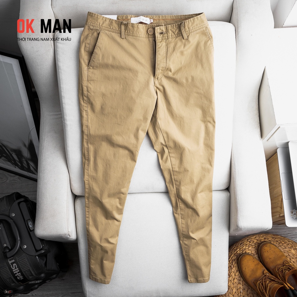 Quần kaki nam, form slimfit, 5 màu, co giãn tốt, OkMan