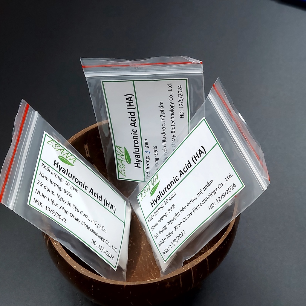10g Bột tinh khiết acid hyaluronic  99% cho mỹ phẩm, serum