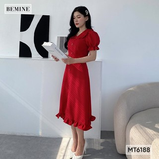 Đầm tay ngắn bồng cổ sơ mi bèo BEMINE MT6188