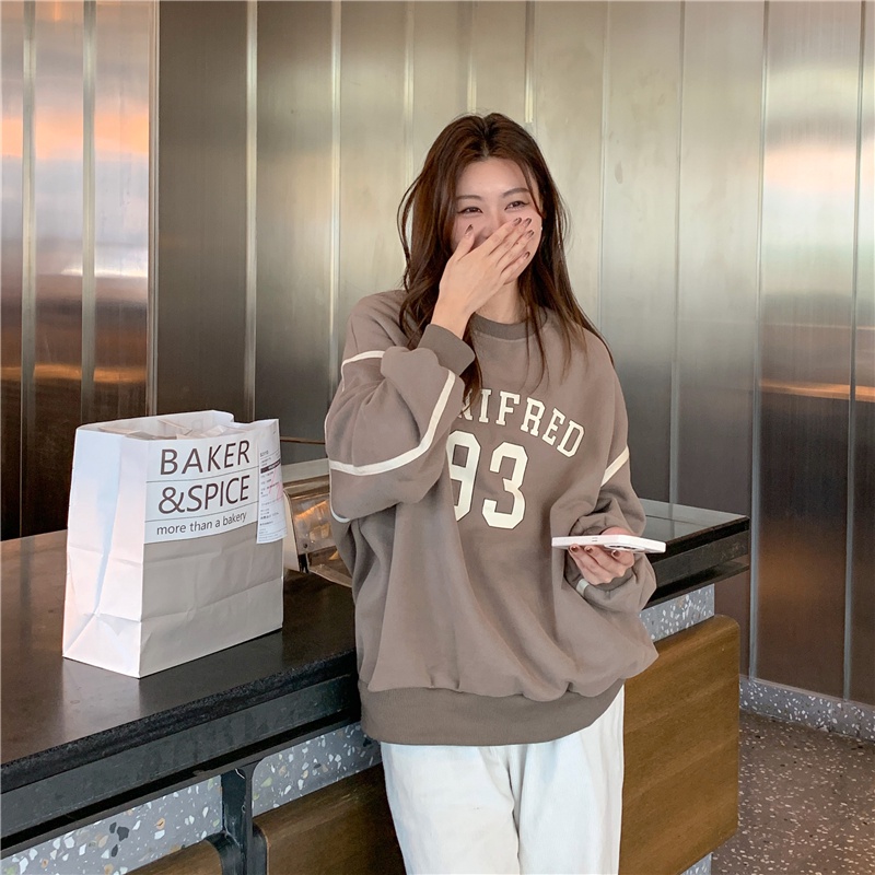 Áo sweater SUXI tay dài dáng rộng phong cách vintage trẻ trung thời trang dành cho nữ