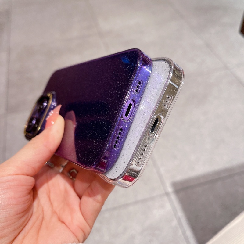 Ốp Điện Thoại Cứng Trong Suốt Chống Sốc Phối Kim Tuyến Sang Trọng Cho iPhone 14 13 12 Pro Max