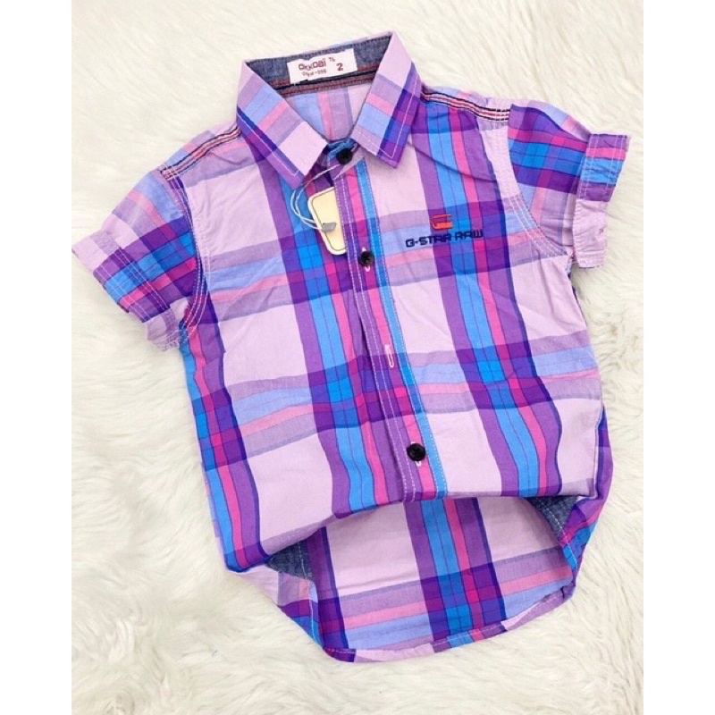 Áo sơ mi kẻ caro tay ngắn cho bé trai 7-23kg SM1