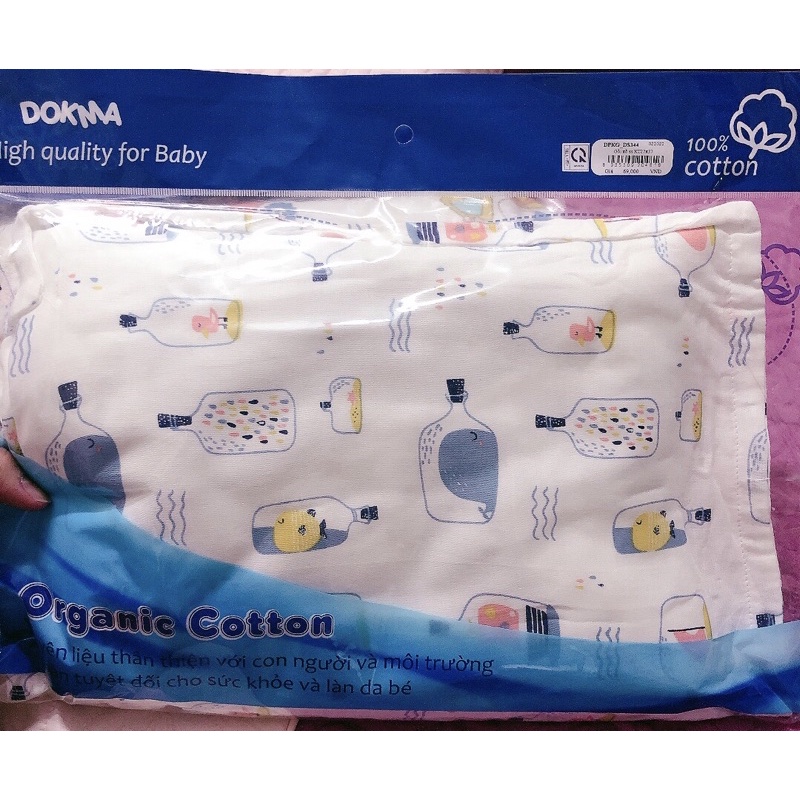 Gối xô sơ sinh cotton hữu cơ Dokma cho bé