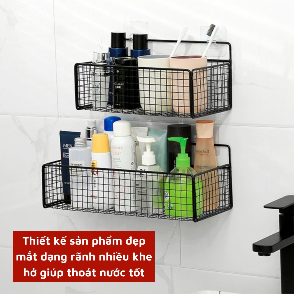 Kệ sắt dán tường siêu chắc chắn giá đựng mỹ phẩm dán tường không khoan đục cao cấp không rỉ